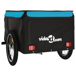 vidaXL Remorque de vélo noir et bleu 45 kg fer