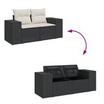 vidaXL Canapé de jardin avec coussins 2 places noir résine tressée