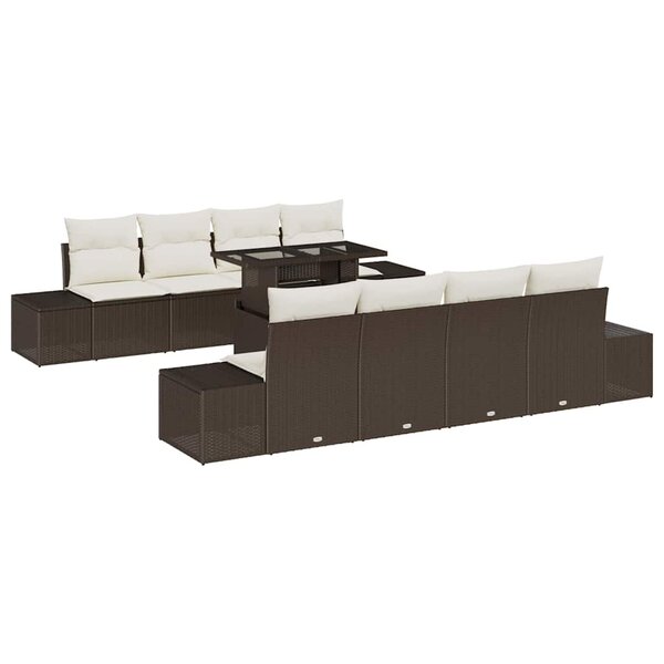 vidaXL Ensemble de canapé de jardin avec coussin 7 Pièces Marron et crème