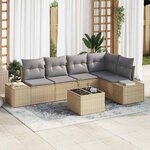 vidaXL Ensemble de canapé de jardin 6 Pièces Beige Poly rotin