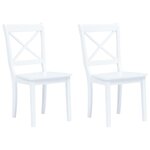 vidaXL Chaises à manger lot de 2 blanc bois hévéa massif