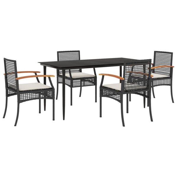 vidaXL Ensemble à manger de jardin coussins 5Pièces Noir Résine tressée