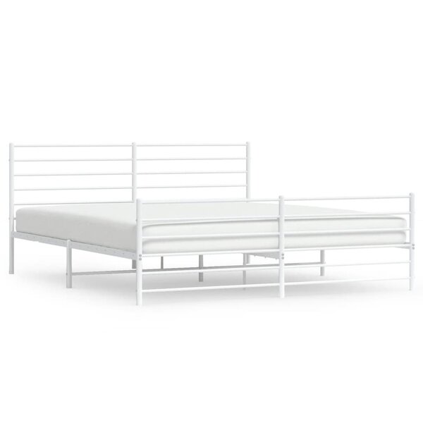 vidaXL Cadre de lit métal avec tête de lit/pied de lit blanc 193x203cm