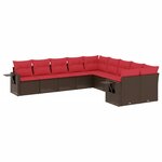 vidaXL Salon de jardin 10 Pièces avec coussins marron résine tressée