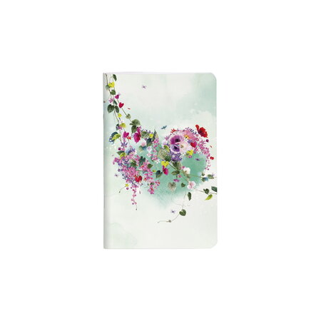 Chacha - carnet 7 5 x 12 cm - 48 pages blanches - tropical fleurs coeur vert