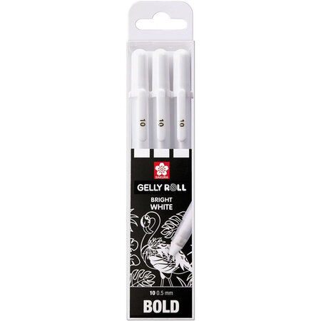 Etui de 3 stylos sakura gelly basic white - blanc - 0 5 mm - sakura
