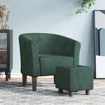 vidaXL Fauteuil cabriolet avec repose-pied vert foncé velours