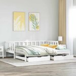vidaXL Lit de jour avec gigogne et tiroirs sans matelas blanc 90x190cm
