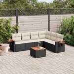 vidaXL Salon de jardin 7 Pièces avec coussins noir résine tressée