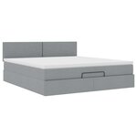 vidaXL Lit ottoman avec matelas et LED Gris clair 180x200 cm tissu