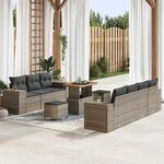 vidaXL Ensemble de canapé de jardin 10 Pièces Gris 90 x 55 x 71 cm