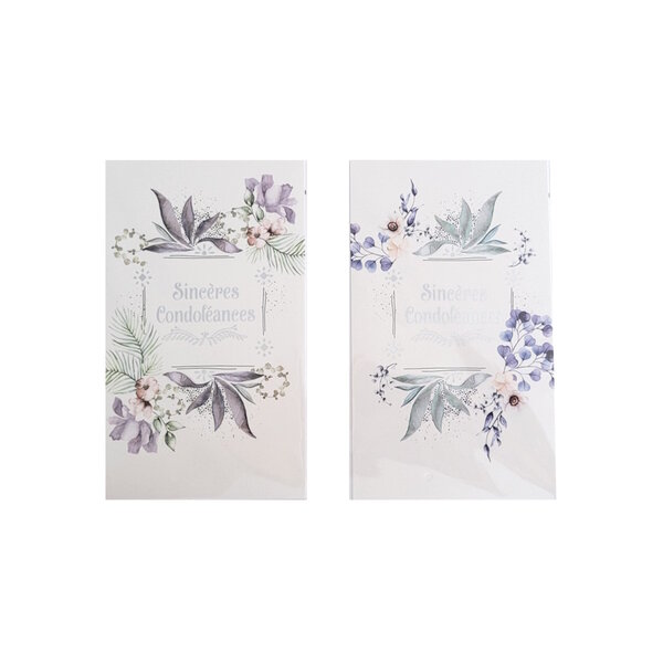 Carte De Voeux -  Sincères Condoléances - Fleurs Visuel Aléatoire*