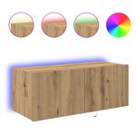 Buffet TV vidaXL avec lumières LED Chêne Artisan 80x35x31 cm