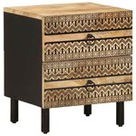 vidaXL Tables de chevet 2 Pièces noir bois de manguier massif brut