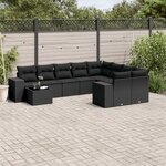 vidaXL Salon de jardin 10 Pièces avec coussins noir résine tressée