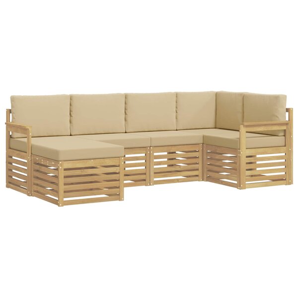 vidaXL Ensemble de canapés d'extérieur 6 Pièces Blanc et Beige