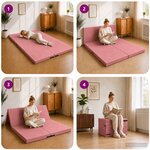 vidaXL Canapé-lit pliable 140 x 67 x 15 cm Rose