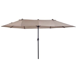 Parasol de jardin XXL parasol grande taille 4,6L x 2,7l x 2,4H m ouverture fermeture manivelle acier polyester haute densité marron