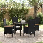 vidaXL Ensemble de salle à manger pour jardin 5 Pièces Noir Poly rotin