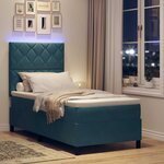 vidaXL Lit à ressort LED avec matelas Bleu foncé 100 x 200 cm tissu