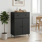 vidaXL Buffet avec tiroir Noir 66 x 34 5 x 90 cm Bois d'ingénierie