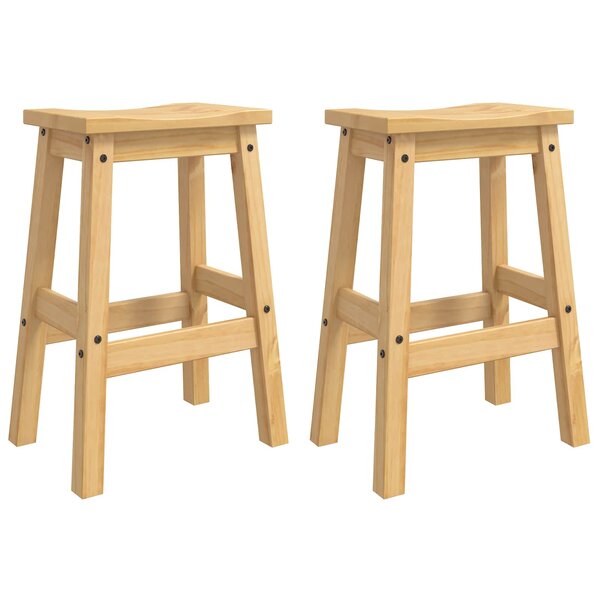 vidaXL Tabouret de bar 2 pc Cire de Miel 44 x 30 x 63 cm Pin massif