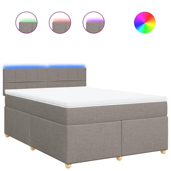 vidaXL Sommier à lattes de lit avec matelas Taupe 140x200 cm Tissu