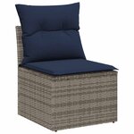 vidaXL Ensemble de Canapés avec coussin 8 Pièces Gris et marine polyrotin