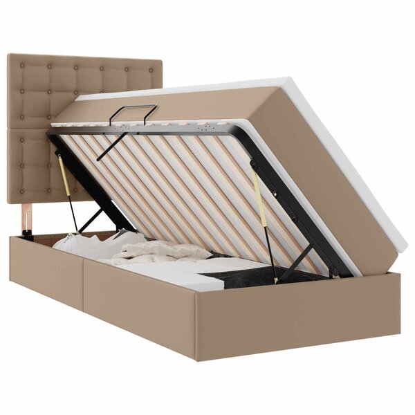 vidaXL Lit avec rangement et LED Cappuccino 100 x 200 cm Simili cuir