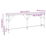 vidaXL Table Console Chêne Noir 200x29x75 cm Bois d'ingénierie