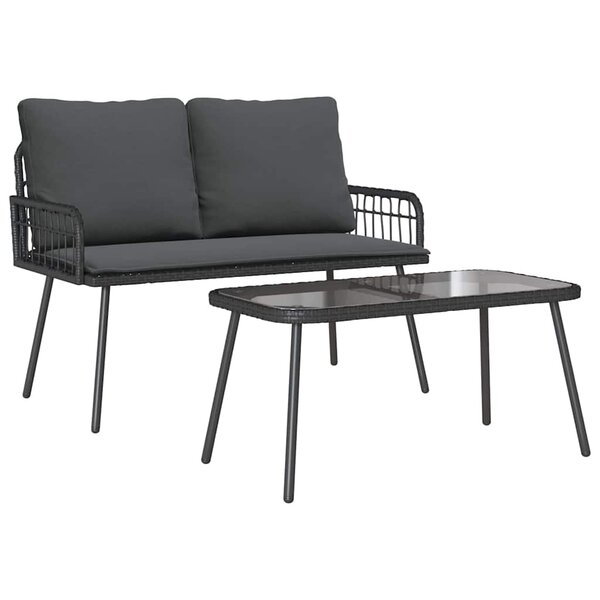 vidaXL Ensemble de salle à manger pour jardin 2 pc Noir polyrotin