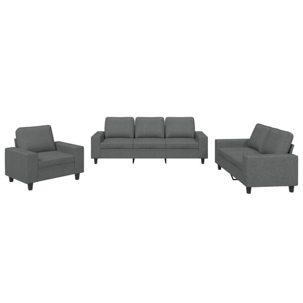 vidaXL Ensemble de canapés 3 Pièces gris foncé tissu