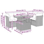 vidaXL Salon de jardin 6 Pièces avec coussins gris résine tressée