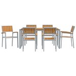 vidaXL Ensemble de salle à manger pour jardin 7 Pièces Gris et marron