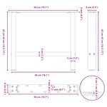 vidaXL Pieds de table basse Noir 2 pièces 50 x (42-43) cm Acier