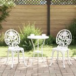 vidaXL Ensemble bistro de jardin 3 Pièces Blanc Aluminium