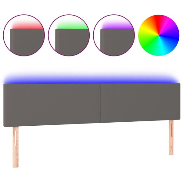 vidaXL Tête de lit à LED Gris 180x5x78/88 cm Similicuir