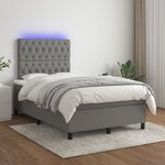 vidaXL Sommier à lattes de lit matelas LED gris foncé 120x190 cm tissu