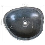 vidaXL Armoire de toilette Teck solide et lavabo en pierre de rivière