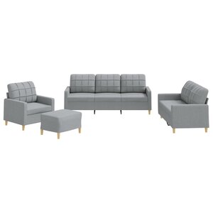 vidaXL Ensemble de canapés 4 Pièces avec coussins Gris clair Tissu