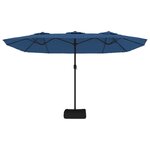 vidaXL Parasol de jardin à double tête avec LED bleu azuré 449x265 cm