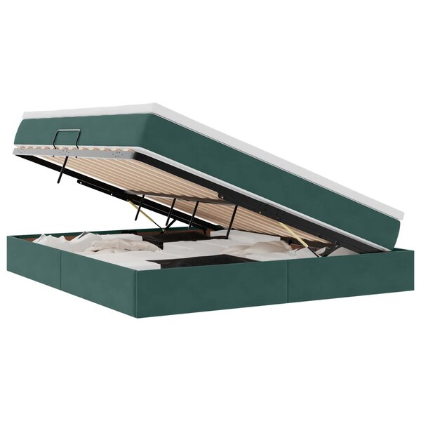 vidaXL Lit avec rangement et matelas Vert foncé 160 x 200 cm Velours