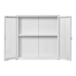 Vitrine suspendue 2 portes vitrées acier blanc 80 x 18 x 80 cm