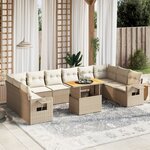 vidaXL Salon de jardin 11 Pièces avec coussins beige résine tressée