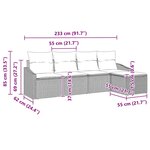 vidaXL Ensemble de Canapé de Jardin 5 Pièces avec Coussins en Rattan Brun