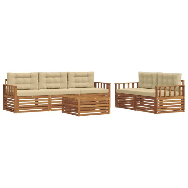 vidaXL Ensemble de canapés d'extérieur 6 Pièces Naturel et Beige