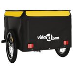 vidaXL Remorque de vélo noir et jaune 45 kg fer