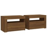 vidaXL Tables de chevet 2 Pièces avec LED chêne marron 60x35x40 cm