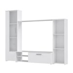 Meuble TV - Blanc mat - L 220,4 x P41,3 x H177,5 cm - PILVI