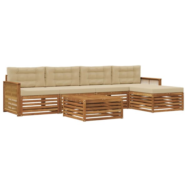 vidaXL Ensemble de canapés d'extérieur 6 Pièces Naturel et Beige